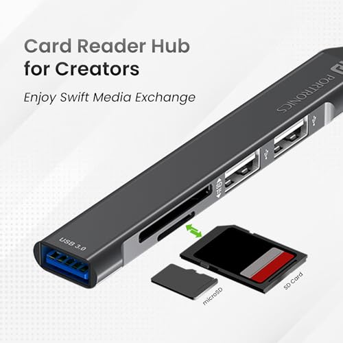 Portronics Mport 31 Plus USB 3.0 Hub Dock (5-in-1) with USB & Type-C Dual Plugs, upto 5 Gbps High Speed, USB 3.0, 2-Port USB 2.0 & SD/microSD Card Reader for Laptop, PC, Mac, Smartphone, Tablet (Grey) - Image 5