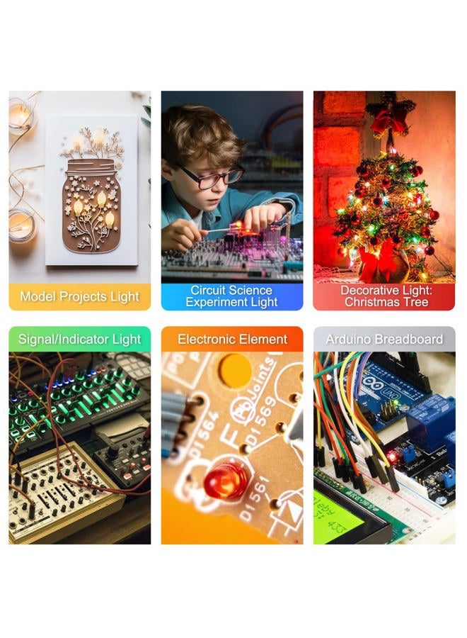 DiCUNO 450pcs (5 Colors x 90pcs) 5mm LED Light Emitting Diode Round Assorted Color White/Red/Yellow/Green/Blue Kit Box - Image 3