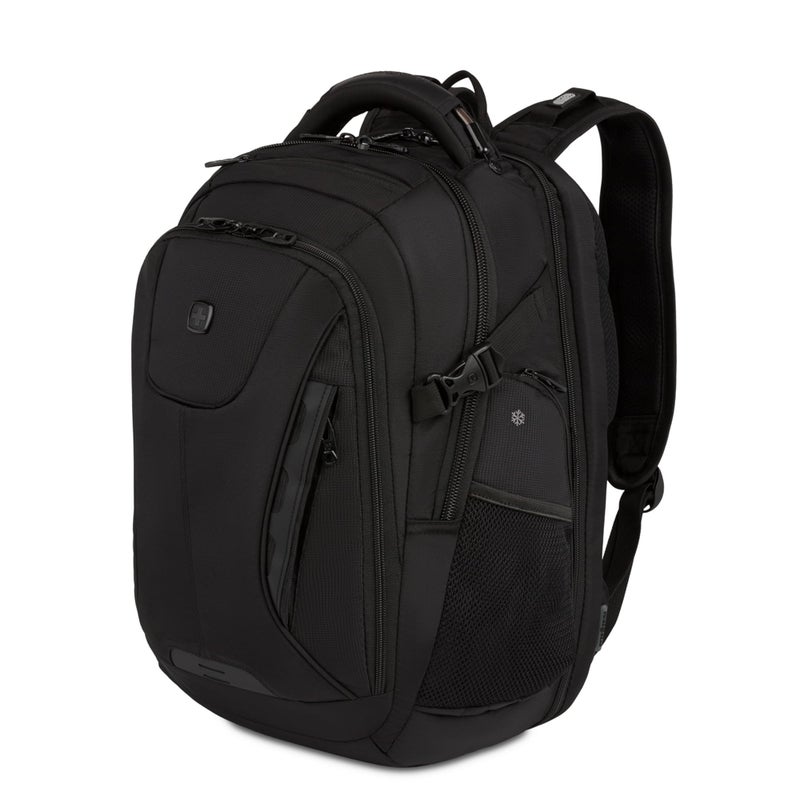 SWISSGEAR حقيبة ظهر لابتوب سويس جير ترافل تك إليت - تناسب لابتوبات حتى 16 بوصة - حقيبة سكاسمار تيسا-ودية مع منفذ USB، قسم للأحذية و جيوب تنظيمية - سوداء - Image 1