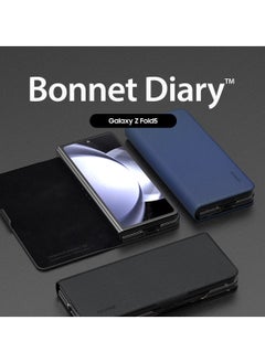 araree Araree Bonnet Diary Samsung Galaxy Z Fold 5 Case with Card Holder, PU Leather Flip Folio Case Closure, Embedded PC Frame, All-Sided Protection, Rear Camera Protection, Slim & Durable Design – Black  - Image 2