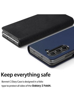 araree Araree Bonnet Diary Samsung Galaxy Z Fold 5 Case with Card Holder, PU Leather Flip Folio Case Closure, Embedded PC Frame, All-Sided Protection, Rear Camera Protection, Slim & Durable Design – Black  - Image 5