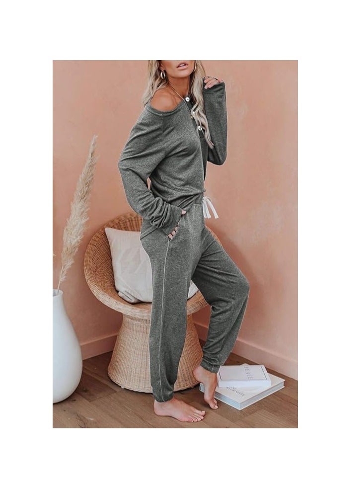 Generic - Womens 2 Piece Outfits Pajamas Sets Summer Lounge Sets Loungewear Sweatsuits with Sweatpants - Image 1