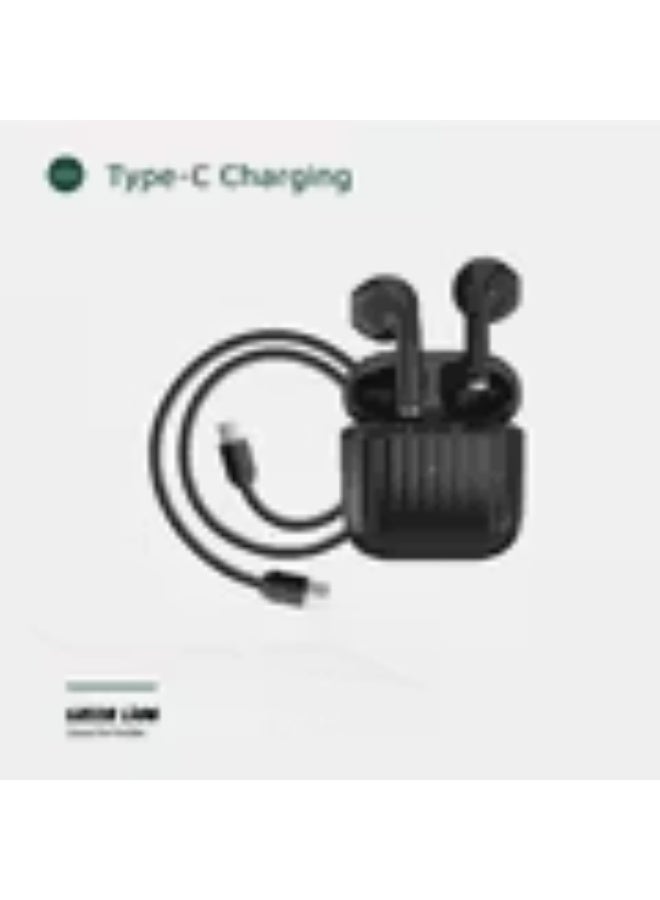 Green Lion Austin True Wireless Earbuds with Built-in Microphone, HD Sound, Dual Microphones, Touch Control, Voice Assistant, Type-C Charging, Up to 3 Hours Playtime - Black - Image 5