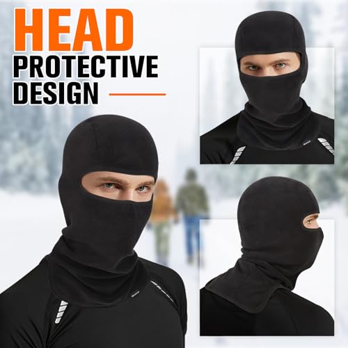 GXCROR Balaclava Ski Mask Fleece Balaclava Face Mask for Men Women Winter for Cycling Motorcycle,Snowboarding and Skiing Black - Image 3