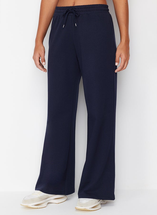 trendyol Dark Navy Blue Wide Leg Thin Knitted Sports Sweatpants - Image 4