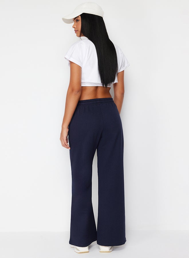 trendyol Dark Navy Blue Wide Leg Thin Knitted Sports Sweatpants - Image 5