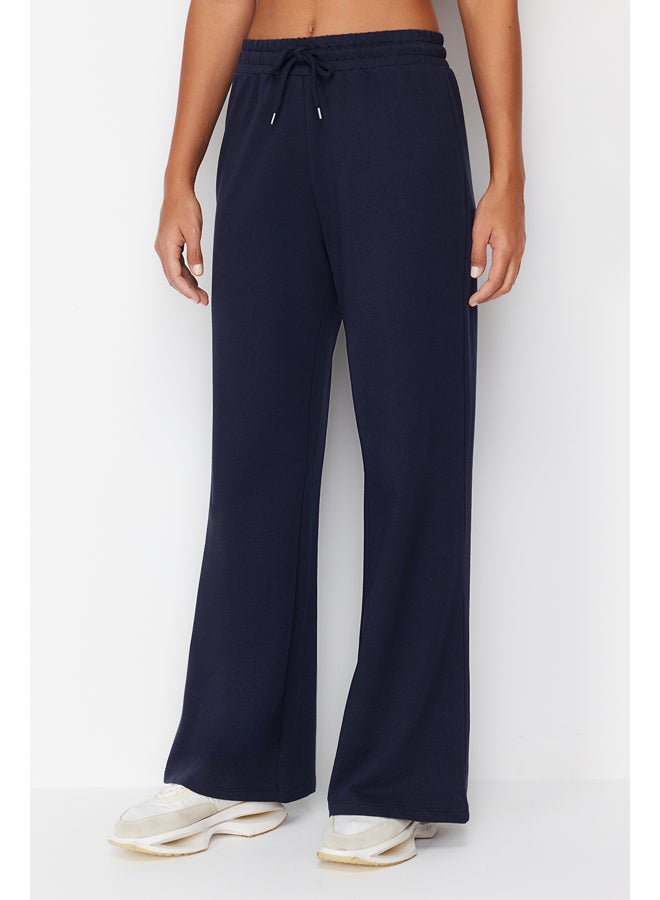 trendyol Dark Navy Blue Wide Leg Thin Knitted Sports Sweatpants  - Image 4
