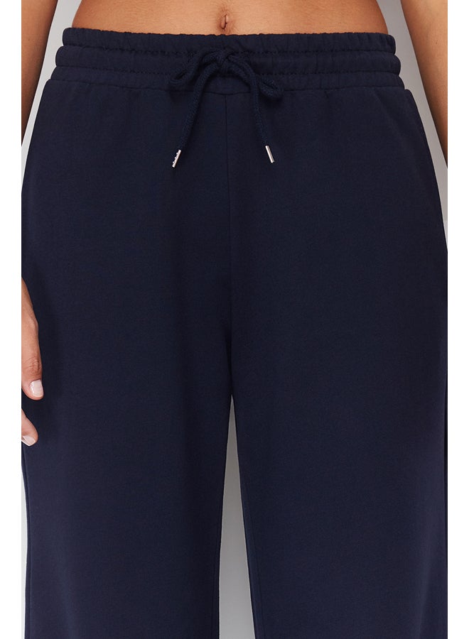trendyol Dark Navy Blue Wide Leg Thin Knitted Sports Sweatpants  - Image 5