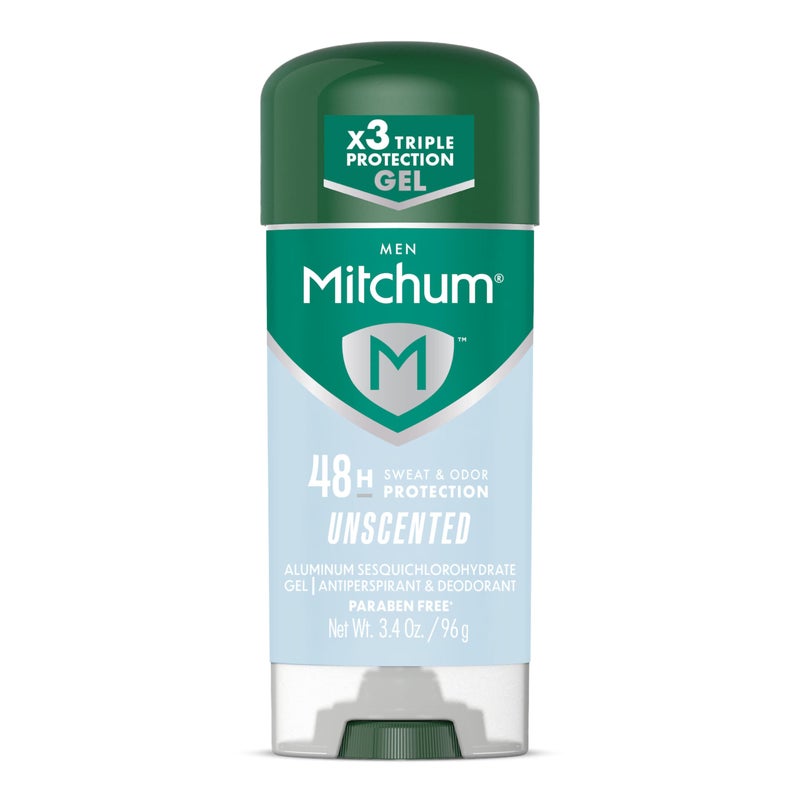 Mitchum Menâ€™s Triple Odor Protection Antiperspirant & Deodorant Gel, Unscented, 48HR Protection, 3.4 oz - Image 1