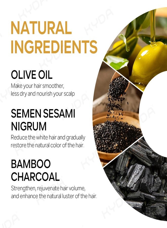 كيدا صابون كيدا الأسود لتفتيح الشعر واللحية، 3 قطع، لتنظيف وتغذية فروة الرأس بعمق، صابون أسود لتغطية الشيب، صابون شامبو طبيعي لتفتيح الشعر - Image 4