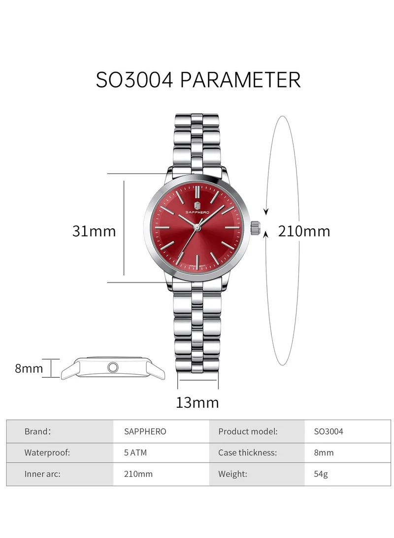 Sapphero  SAPPHERO Wrist Watch for Women Luxury Ladies Watches Women's Bracelet Watch Small Stainless Steel Analog 5ATM Waterproof Watches for for Women | Best Price UAE