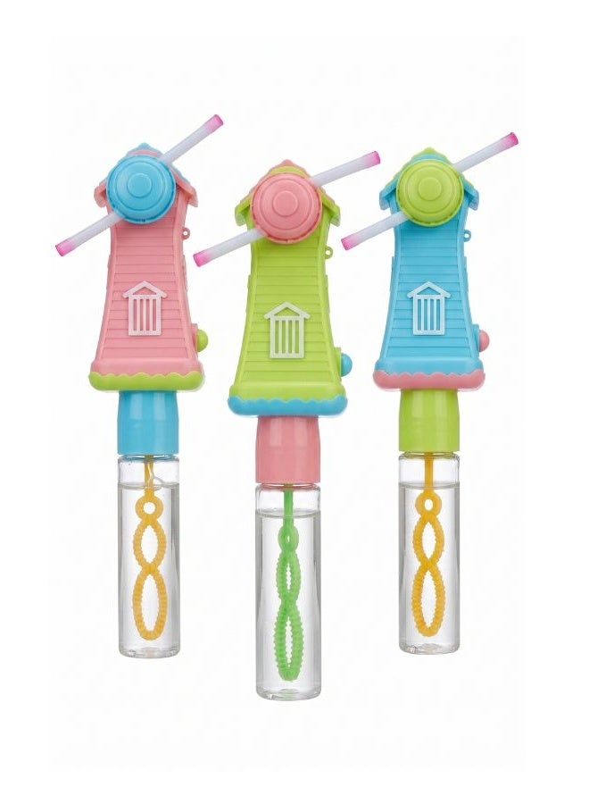 DAT 3-Piece Soap Bubble Blower Toy Set, Plastic Windmill Bubble Wand for Kids Outdoor Summer Party Play - Image 1