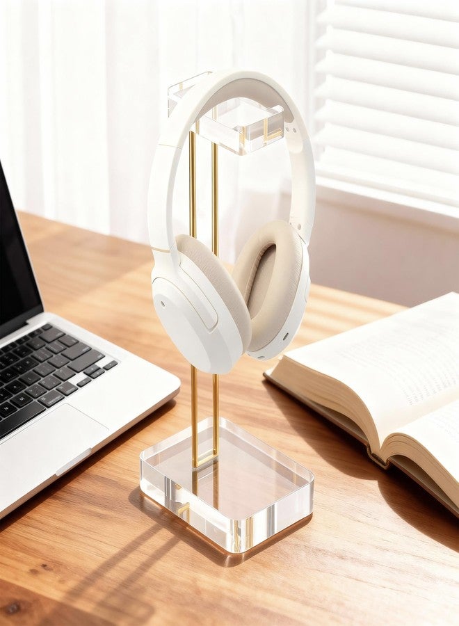 CANCLEAR Headphone Stand Headset Holder for Desk, Solid Christal-Clear Acrylic with Gold Hardware Earphone Hanger for Gaming Room Office Accessories - Image 5
