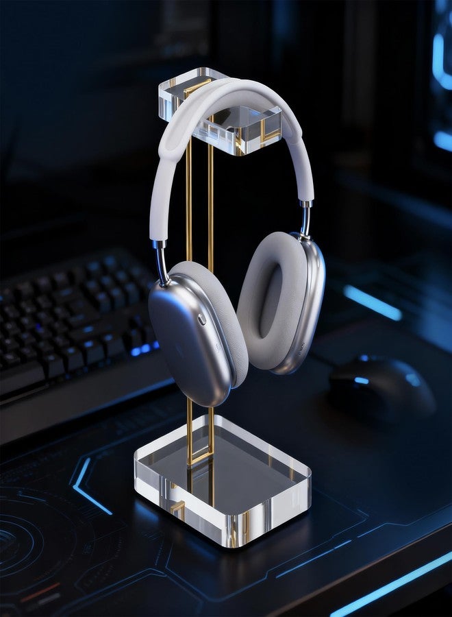 CANCLEAR Headphone Stand Headset Holder for Desk, Solid Christal-Clear Acrylic with Gold Hardware Earphone Hanger for Gaming Room Office Accessories - Image 4