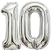 BBPOOL 10 Number Balloons Silver 10 Balloons Number 40 Inch Number 10 Foil Mylar Balloons for 10 Birthday Party 10 Anniversary Events Decorations - Image 2