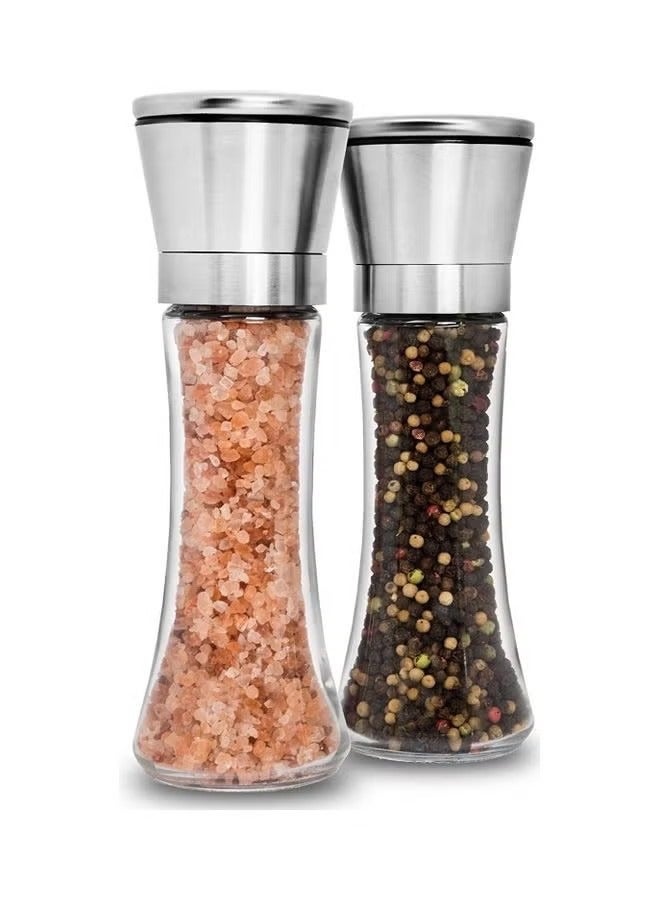 KIIUMI Pack Of 2 Salt And Pepper Grinder Set Clear/Silver  - Image 1