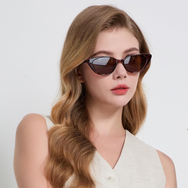 MACJERO Narrow Small Retro Polarized Cat Eye Sunglasses for Women Trendy Driving Glasses(Tortoise) - Image 5