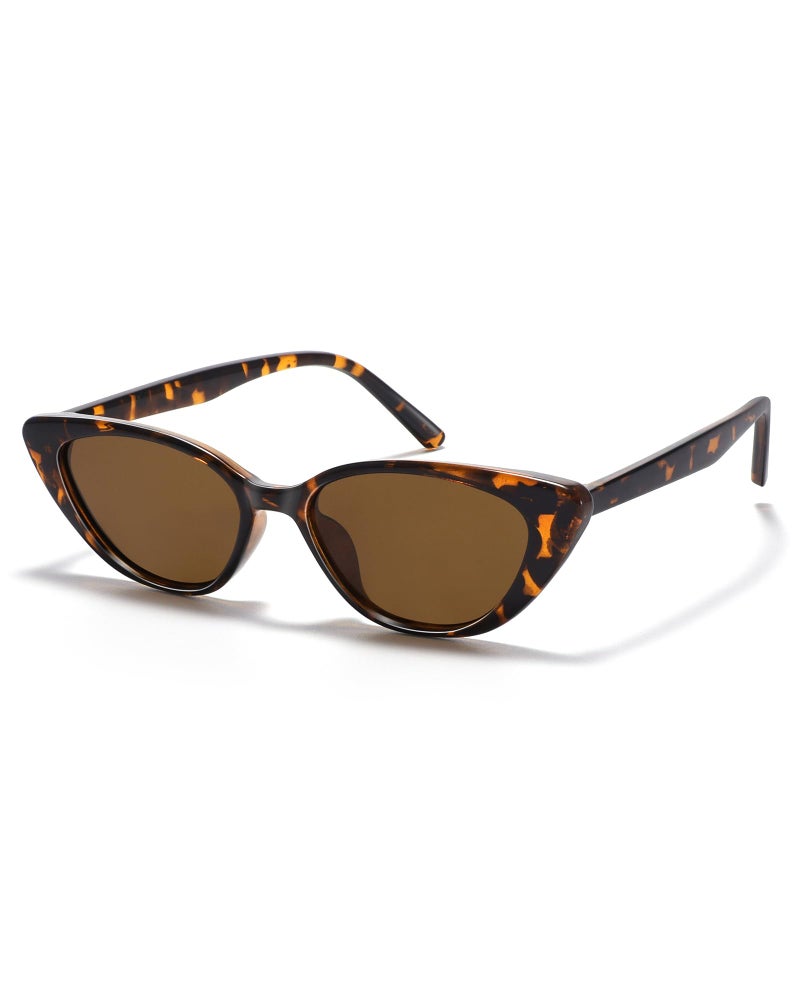 MACJERO Narrow Small Retro Polarized Cat Eye Sunglasses for Women Trendy Driving Glasses(Tortoise) - Image 2