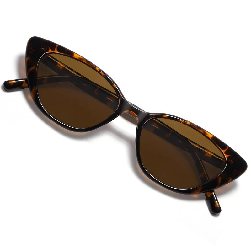 MACJERO Narrow Small Retro Polarized Cat Eye Sunglasses for Women Trendy Driving Glasses(Tortoise) - Image 3