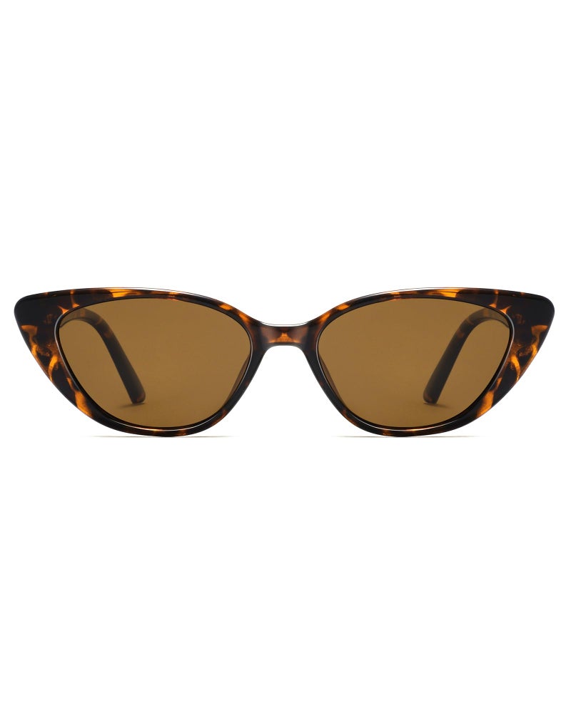 MACJERO Narrow Small Retro Polarized Cat Eye Sunglasses for Women Trendy Driving Glasses(Tortoise) - Image 1