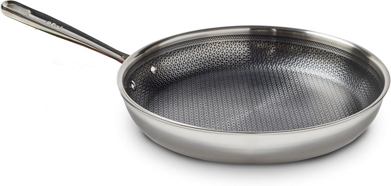 T-fal HybridMesh Tri-Ply Stainless Steel Fry Pan 12 Inch, Induction Oven Safe 500F, Metal Utensil Safe, Platinum Non Stick, Ideal For Searing, Sauteing & Frying, Cookware, Dishwasher Safe Silver/Black - Image 1
