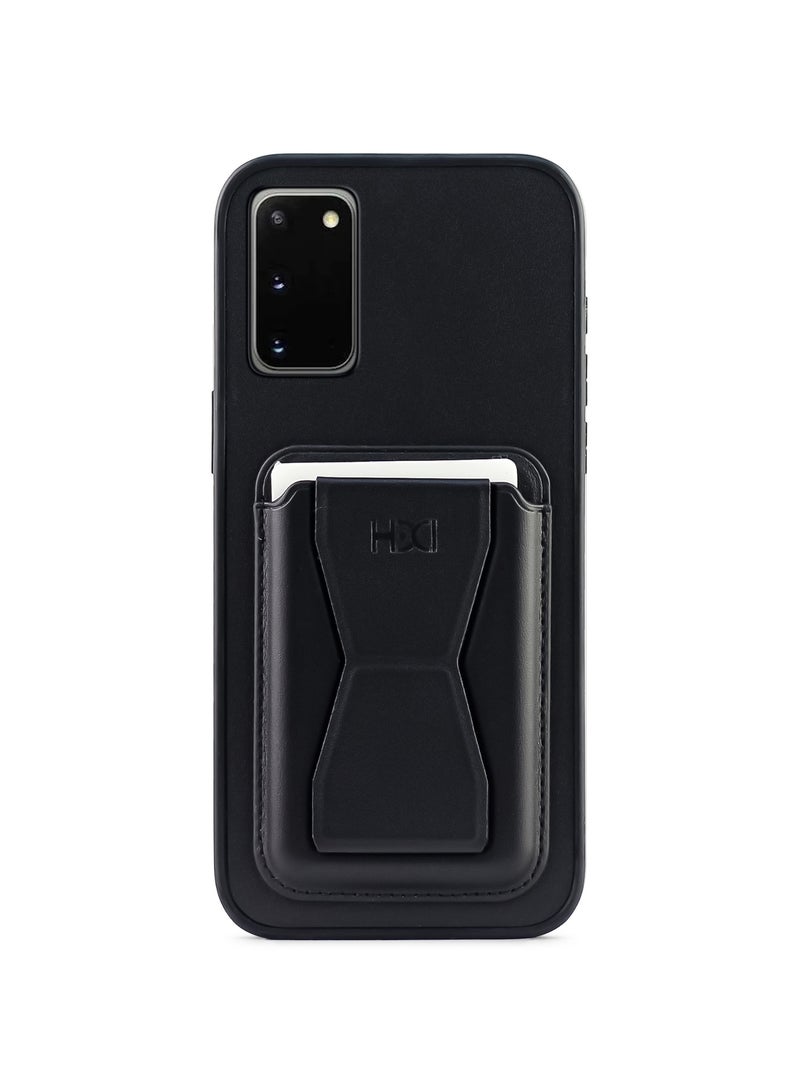 Leather back cover with card wallet Foldable Shockpoof Case compatible with Samsung Galaxy S10 Lite (Black)
