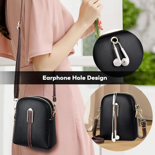 INOVERA (LABEL) Sling Bag for Women - Faux Leather Girl's CrossBody Bags - Small Mobile Purse with Adjustable Strap (Black) - Image 5