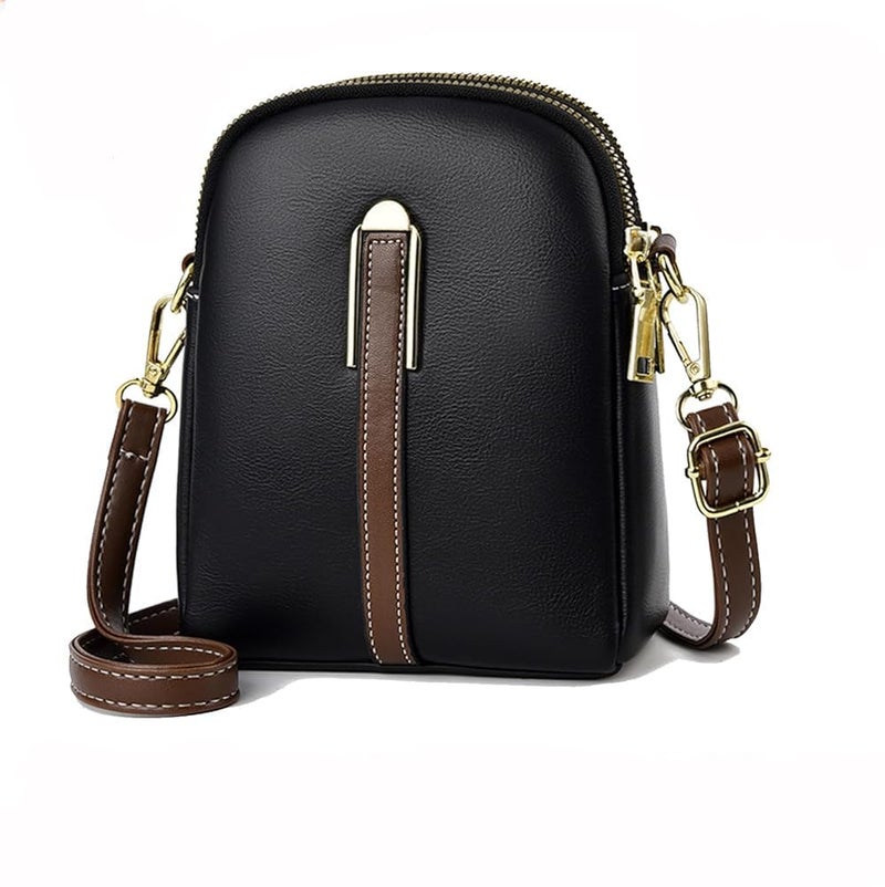 INOVERA (LABEL) Sling Bag for Women - Faux Leather Girl's CrossBody Bags - Small Mobile Purse with Adjustable Strap (Black) - Image 1