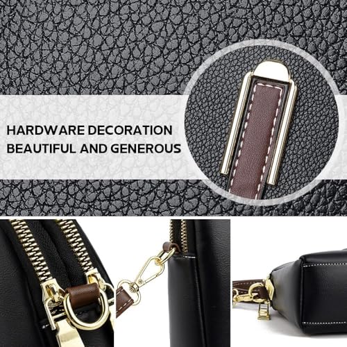 INOVERA (LABEL) Sling Bag for Women - Faux Leather Girl's CrossBody Bags - Small Mobile Purse with Adjustable Strap (Black) - Image 3