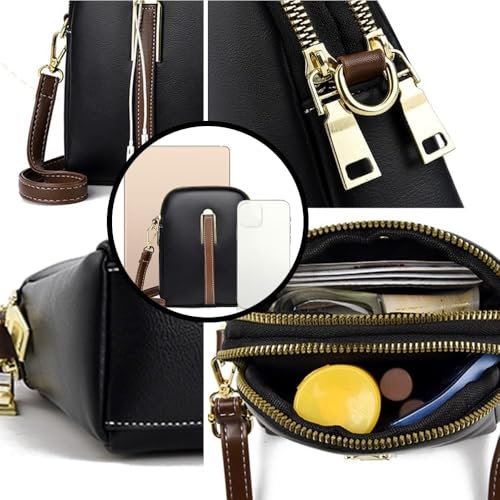 INOVERA (LABEL) Sling Bag for Women - Faux Leather Girl's CrossBody Bags - Small Mobile Purse with Adjustable Strap (Black) - Image 4