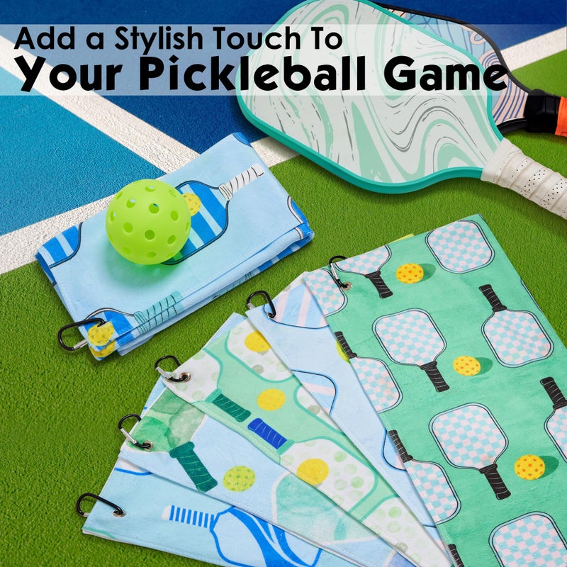 Retrora 6 Pcs Soft Pickleball Towel 15 x 17 Inch Absorbent Fast Drying Towels for Women Sweat Funny Pickleball Gifts for Men Women Hand Towel with Clip - Image 4