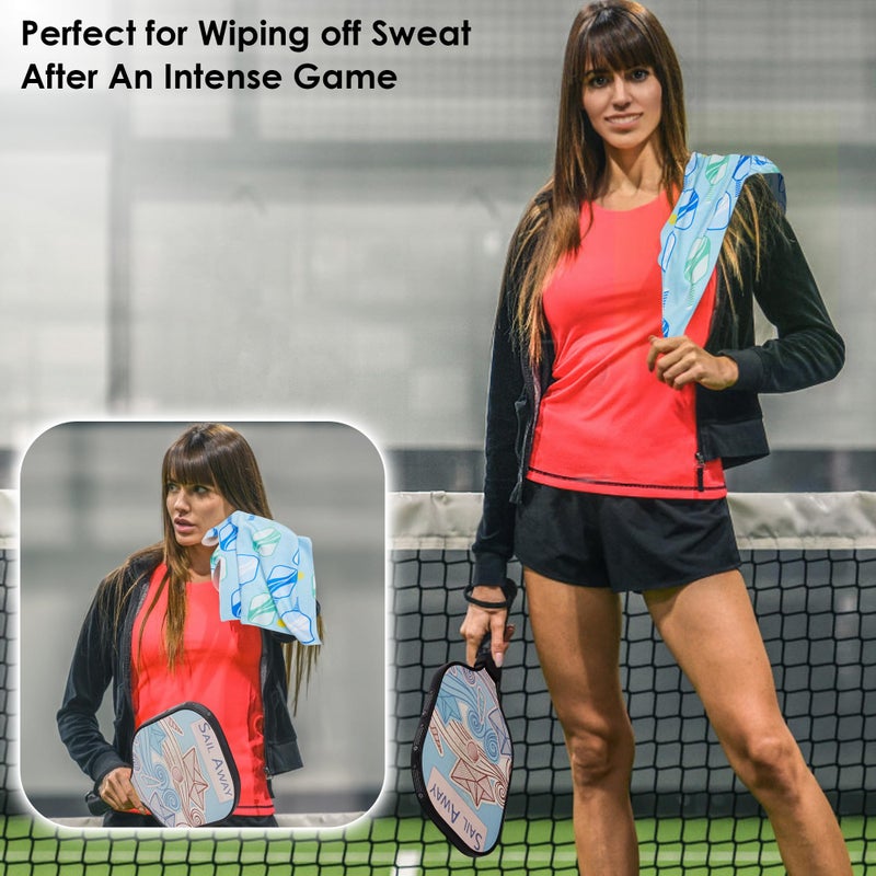 Retrora 6 Pcs Soft Pickleball Towel 15 x 17 Inch Absorbent Fast Drying Towels for Women Sweat Funny Pickleball Gifts for Men Women Hand Towel with Clip - Image 5