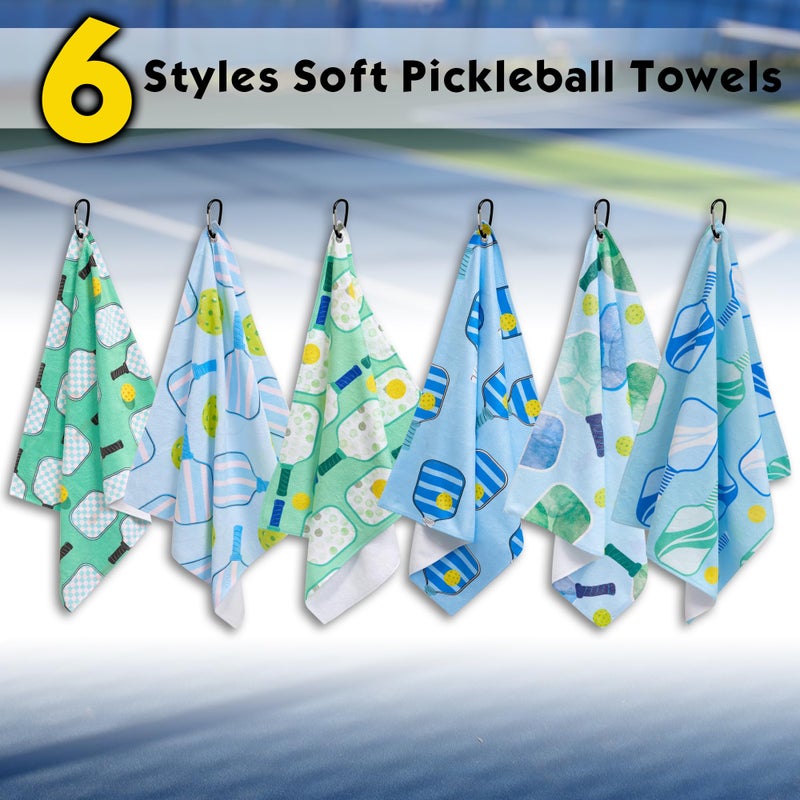 Retrora 6 Pcs Soft Pickleball Towel 15 x 17 Inch Absorbent Fast Drying Towels for Women Sweat Funny Pickleball Gifts for Men Women Hand Towel with Clip - Image 3
