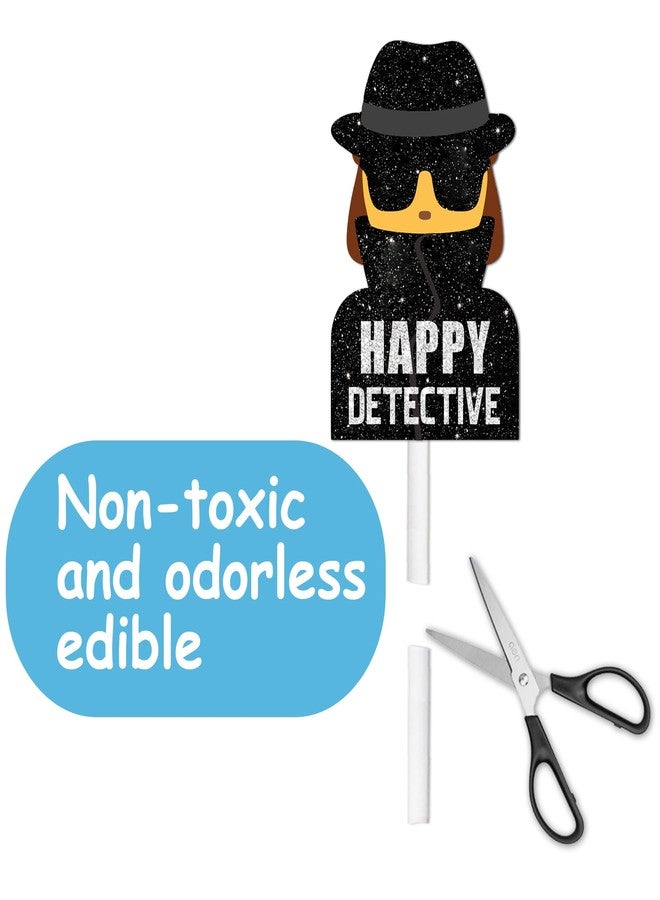 LETLIMIT 18pcs Glitter Dessert Cupcake Topper Mystery Crime Clue Evidence Detective Agent Theme Happy Birthday Party Decor Supplies Decorations - Image 5