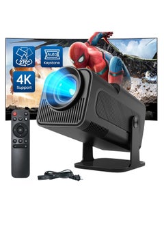 Mini Projector HY320 Auto Keystone Projector 4K FHD 1080P Smart Projector Support 10000 Lumens with WiFi 6 BT 5.0 180 Degree Rotation, Built-in Android 11.0 Outdoor Portable Projector EU PLUG
