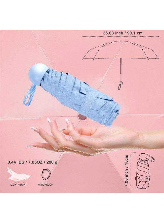 Eyuvaa Label مظلة ميني محمولة من EYUVAA LABEL للامطار قابلة للطي بحجم الجيب مظلة سفر مدمجة وصغيرة وخفيفة الوزن، مضادة للأشعة فوق البنفسجية مع حقيبة مظلة حبوب للنساء والأطفال والرجال (أصفر) - Image 5