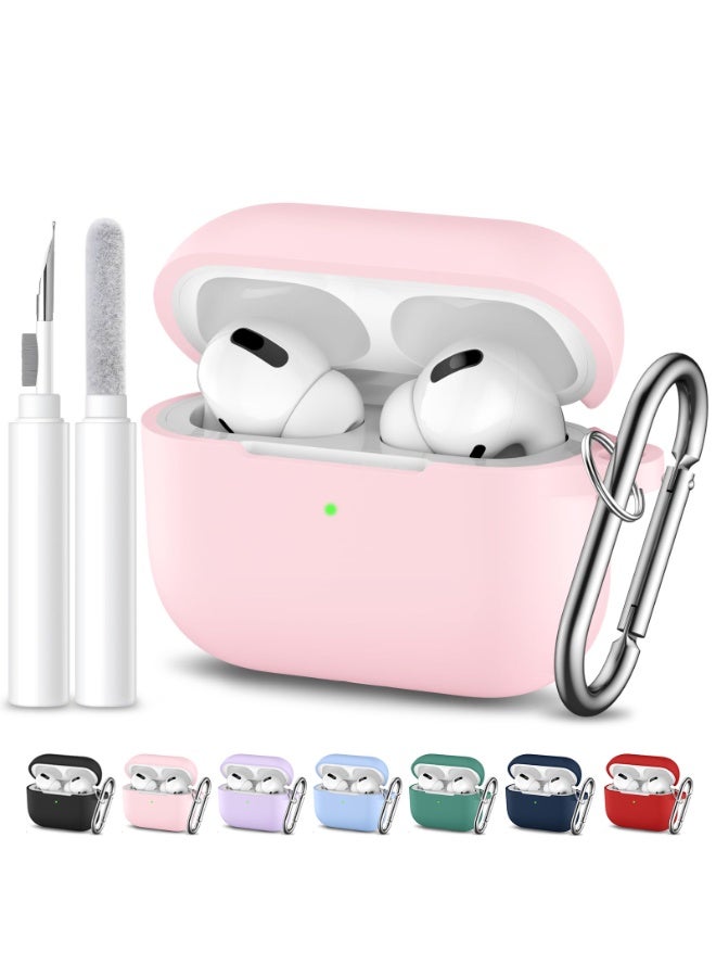 SZOXST AirPods Pro 3 Case Cover  AirPods Pro Case for Women and Men, Soft Silicone Protective Case for Airpods Pro 3 Generation 2025 with Keychain Front LED Visible Comes With Cleaning Pen Pink - Image 1