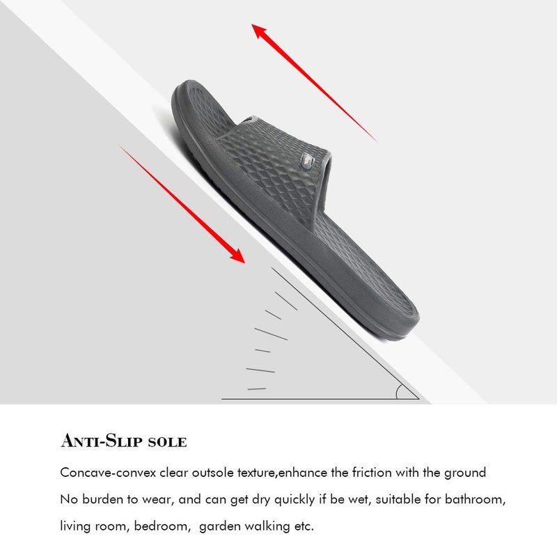 FUNKYMONKEY Womens Bathroom Shower Slippers Indoor Home Beach Non Slip Sandal (9 M US, Grey) - Image 3