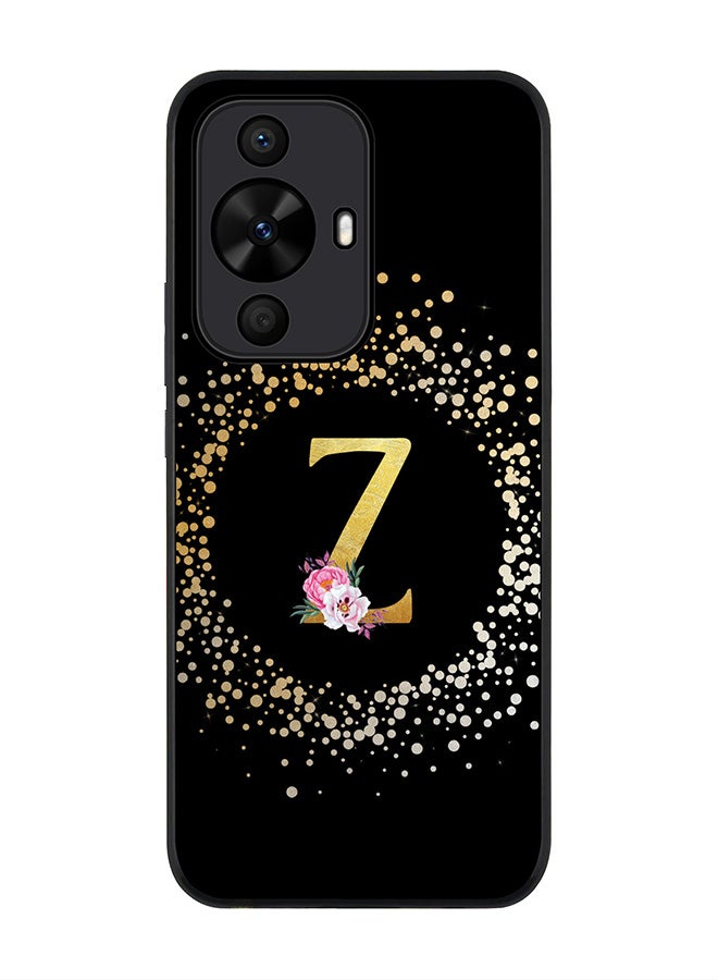 Stylizedd Rugged Black edge case for Huawei nova 12s / Huawei nova 11/ Huawei nova 12 Lite 4G,Custom Monogram Initial Letter Floral Pattern Alphabet - Z (Black) - Image 1