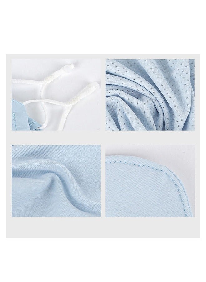 Generic 2 Pcs UPF 50 Ice Silk Breathable Protection UV Face Cover with Ear Loops, Soft Washable Reusable Sunscreen Sports Face Mask, Sun Protection Mask Headwear (Gray+Blue) - Image 3
