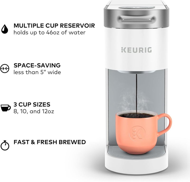 Keurig صانعة القهوة K-Slim ذات الكوب الواحد، تقنية متعددة الجداول، 3 أحجام تخمير، تصميم نحيف وأنيق، خزان قابل للإزالة سعة 46 أونصة، أبيض - Image 4