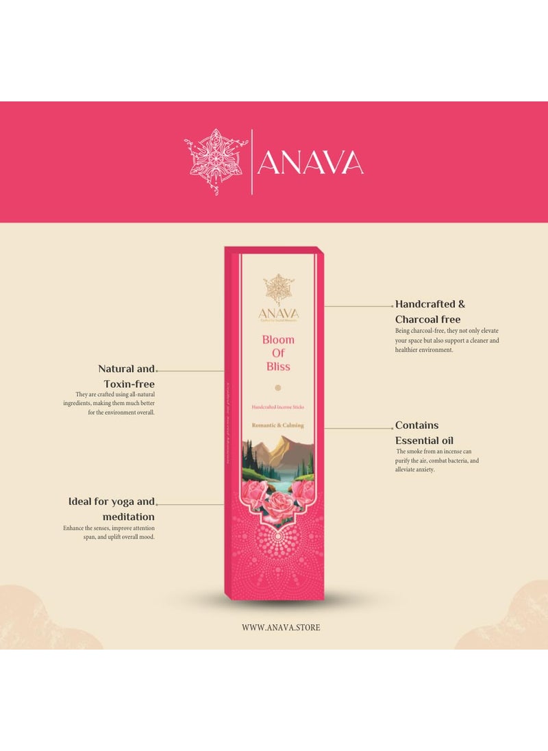 ANAVA Anava - Bloom of Bliss Rose Incense Agarbatti Sticks for Pooja - 60 Count - Evoking Tranquility and Romance - Charcoal and Toxin-Free - Handcrafted by Women - Ideal for Yoga and Meditation  - Image 4