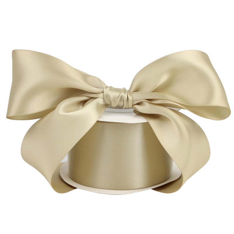 DINDOSAL Champagne Gold Ribbon 2 Inch Thick Champagne Double Face Satin Ribbon for Gift Wrapping Wedding Decor Bridal Bouquet Party Decorations DIY Crafts Diaper Cake 25Yards - Image 3