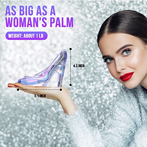KUSUFEFI Cinderella Glass Slipper - Colorful Crystal Glass Shoe, Ideal for Cinderella Party, Girls Birthday Gift, Wedding Centerpiece, Princess Bedroom Decor, Cake Top Decor - Image 5