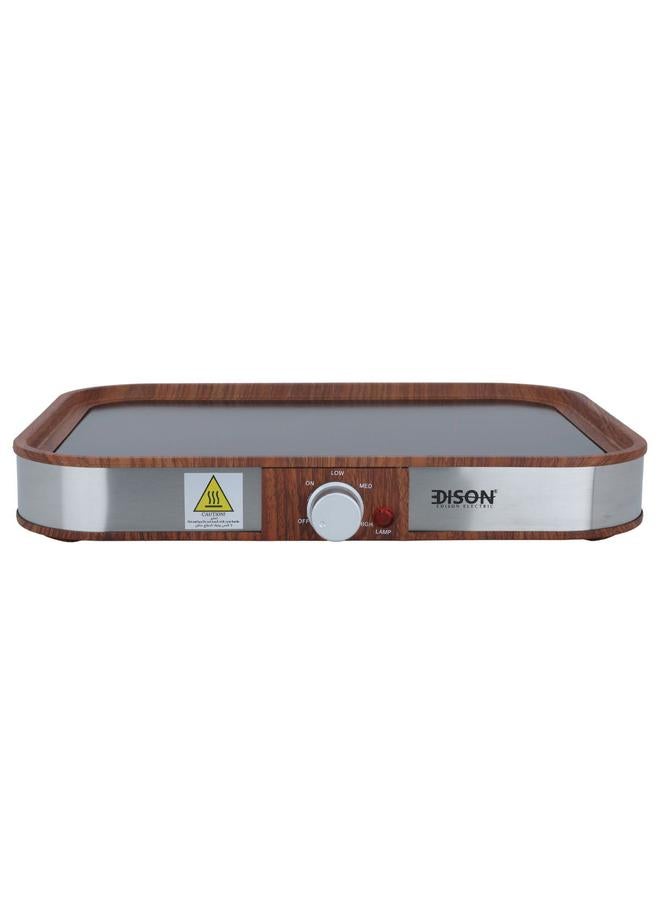 EDISON Hot Plate Steel 600 Watt Wooden Brown - Image 1