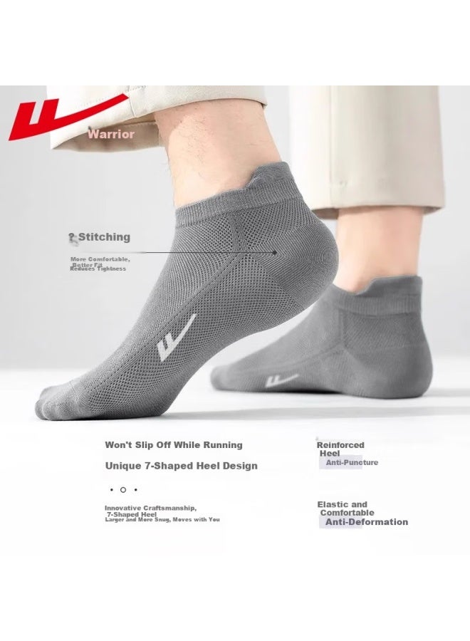 Pull Back Warrior Men's Cotton Socks 7a Antibacterial Odor-resistant Mesh Boat Socks Summer Thin Sports Short Socks 6 Pairs - Image 4