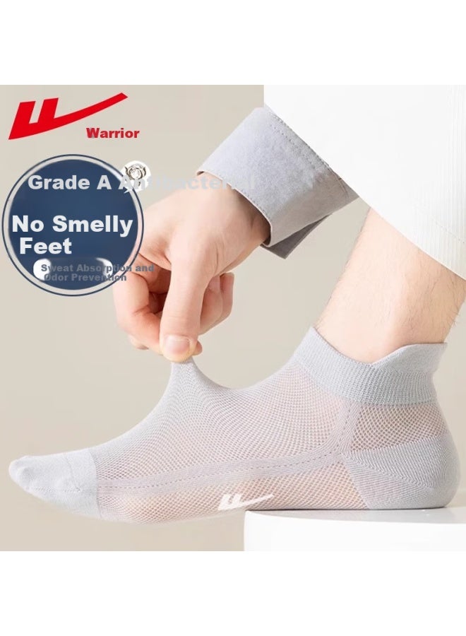 Pull Back Warrior Men's Cotton Socks 7a Antibacterial Odor-resistant Mesh Boat Socks Summer Thin Sports Short Socks 6 Pairs - Image 2