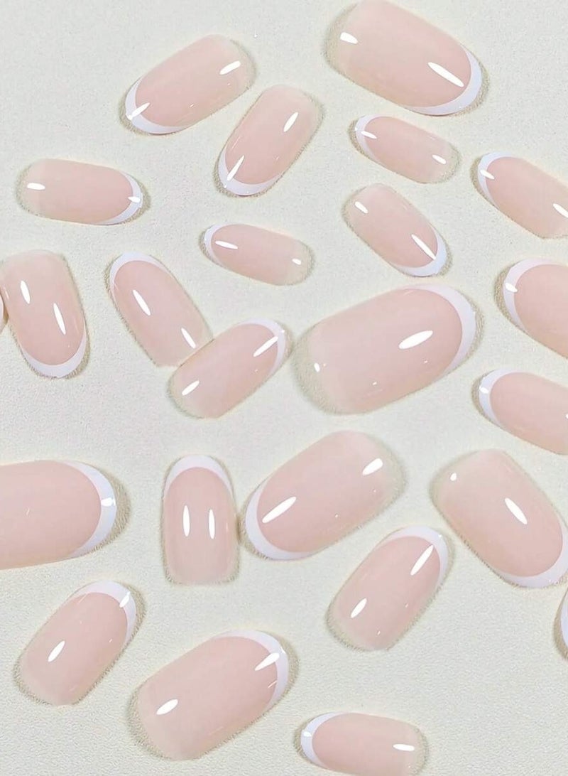 أظافر تركيب فرنش شكل لوزي أظافر صناعية عالية الجودة سهلة التركيب والخلع للاستخدام اليومي والمناسبات - Image 4