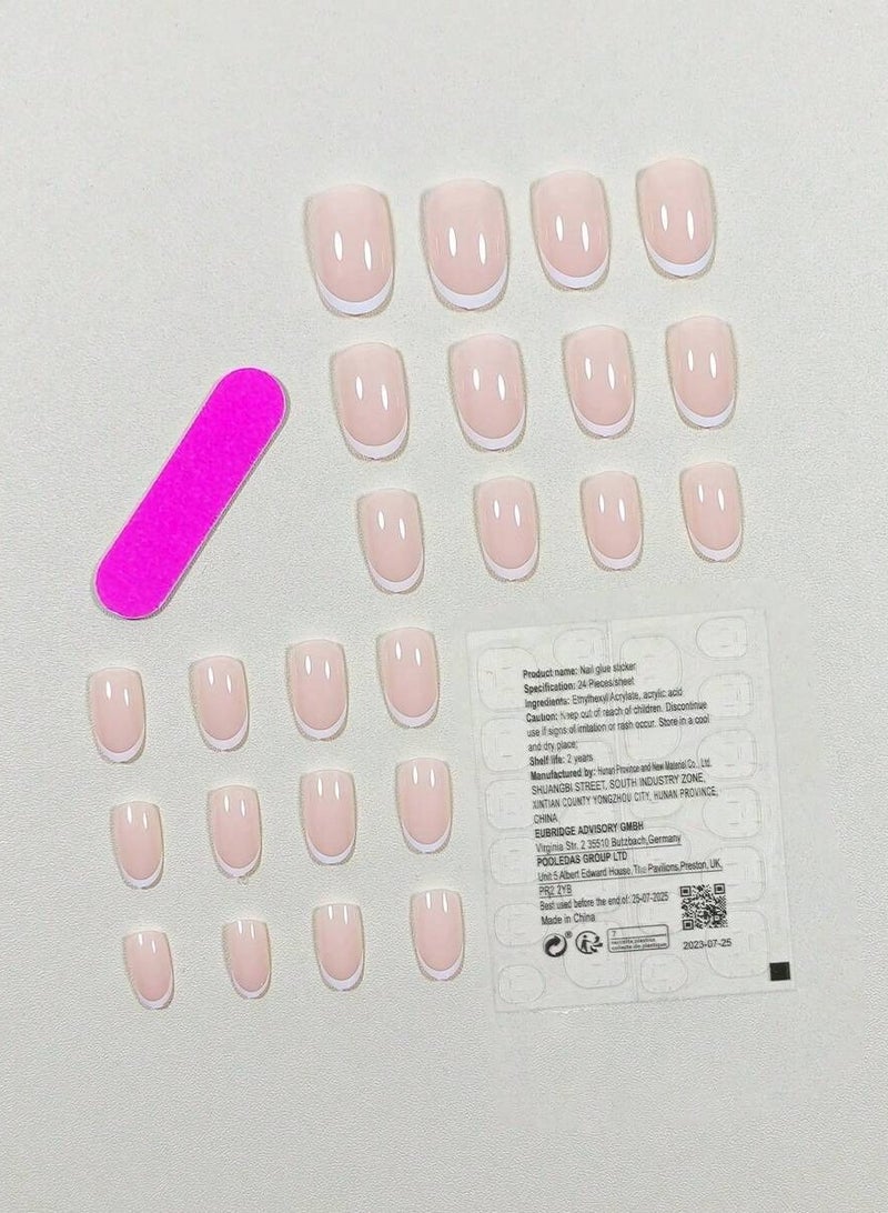 أظافر تركيب فرنش شكل لوزي أظافر صناعية عالية الجودة سهلة التركيب والخلع للاستخدام اليومي والمناسبات - Image 3