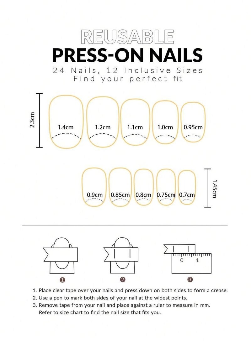 أظافر تركيب فرنش شكل لوزي أظافر صناعية عالية الجودة سهلة التركيب والخلع للاستخدام اليومي والمناسبات - Image 2